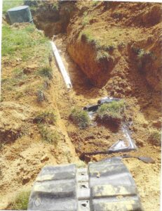 Septic tank installation in progress