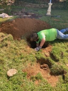 Septic repair service in progress